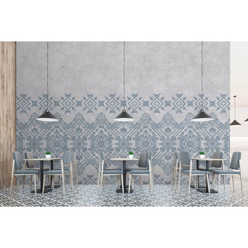 Picture Photo Wallpaper Non-Woven Nordic Graphic blue grey