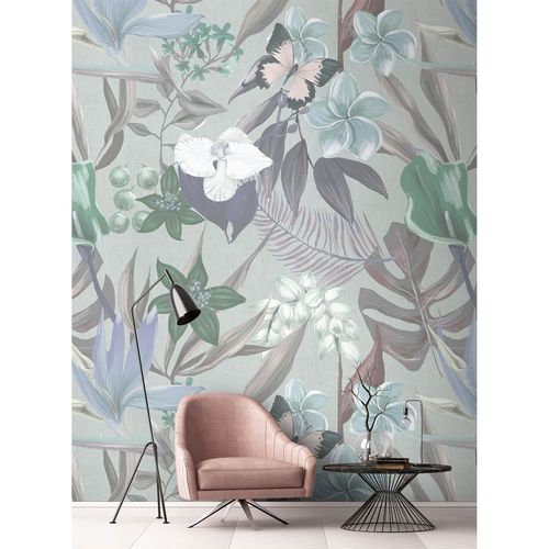 Image Photo Wallpaper Non-Woven Orchids Flowers grey green