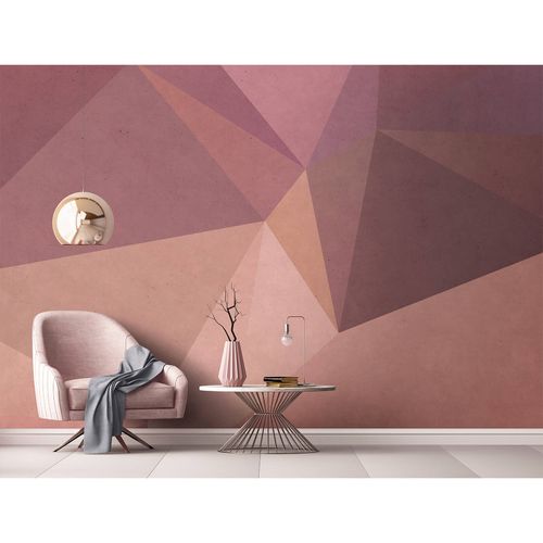 Image Photo Wallpaper Non-Woven Polygon Pyramid beige red