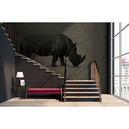 Picture Photo Wallpaper Non-Woven Rhino Graphic grey black