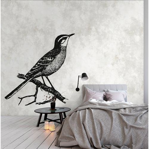 Image Photo Wallpaper Non-Woven Bird Branch Nature grey black