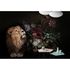Image Photo Wallpaper Non-Woven Lion Flowers black brown 1