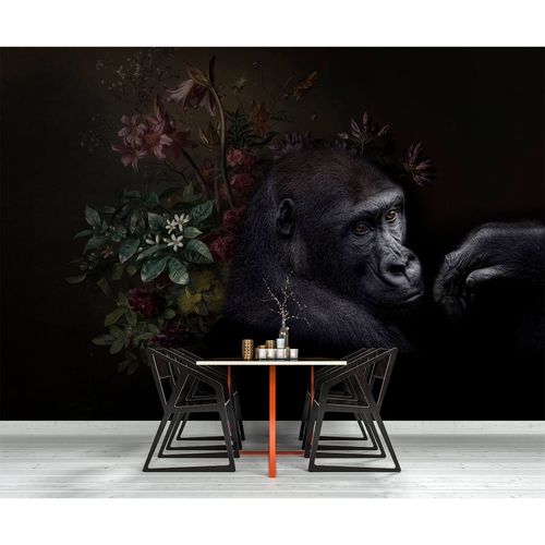 Image Photo Wallpaper Non-Woven Chimpanzee black green