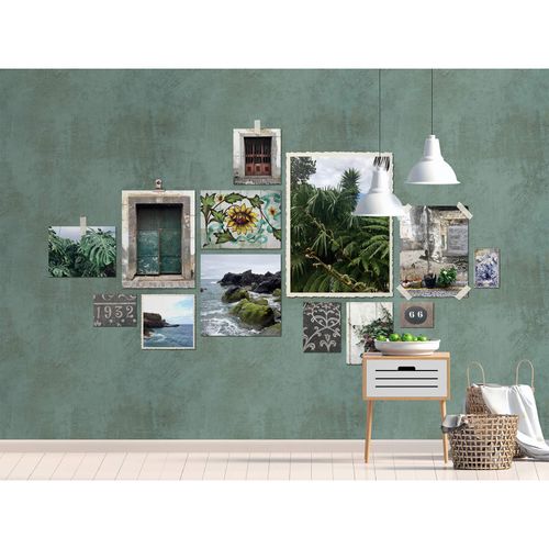 Picture Photo Wallpaper Non-Woven Postcards Concrete green grey