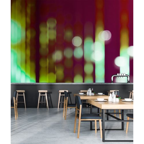 Picture Photo Wallpaper Non-Woven Big City Lights purple green