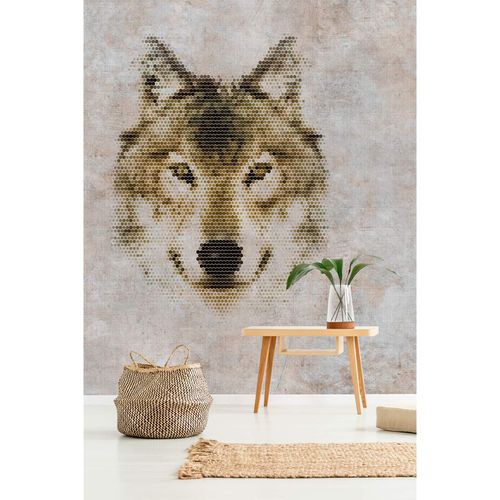 Image Photo Wallpaper Non-Woven Wolf Combs grey brown