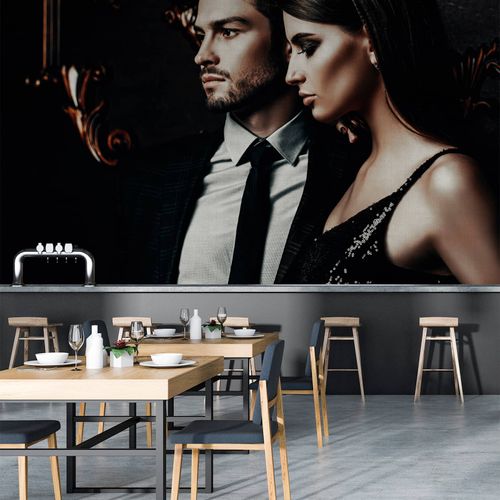 Picture Photo Wallpaper Non-Woven Model Couple Fashion black
