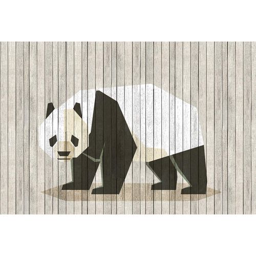 Picture Photo Wallpaper Non-Woven Panda Wood Panels brown white