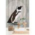 Image Photo Wallpaper Non-Woven Penguin Wood Panels beige 1
