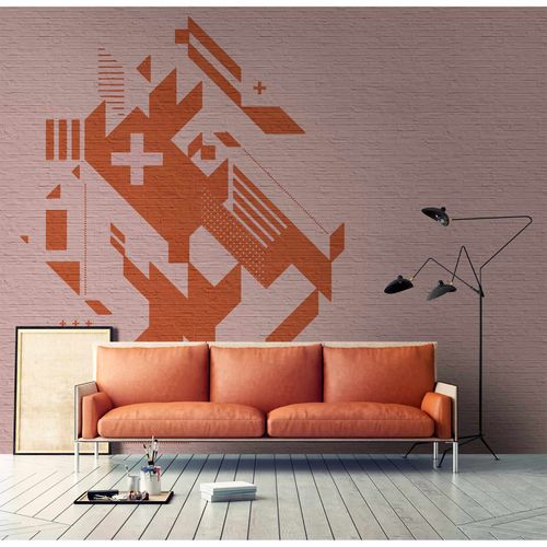 Picture Photo Wallpaper Non-Woven Stone Wall Graphic orange