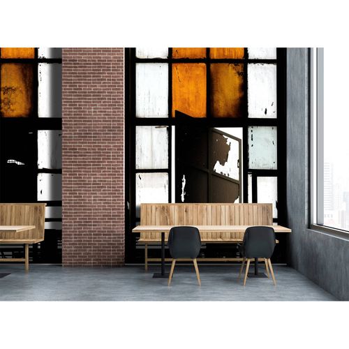 Picture Photo Wallpaper Non-Woven Window Gastro orange black