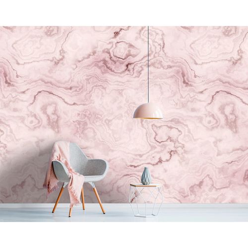 Picture Photo Wallpaper Non-Woven Mable Watercolour grey pink
