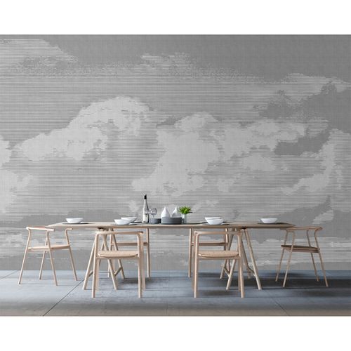 Picture Photo Wallpaper Non-Woven Clouds Heaven grey white