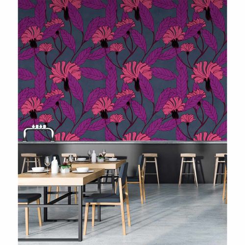 Picture Photo Wallpaper Non-Woven Cloves Leaves pink purple