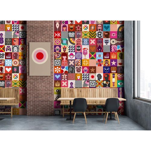 Image Photo Wallpaper Non-Woven Pop-Art Retro red colourful