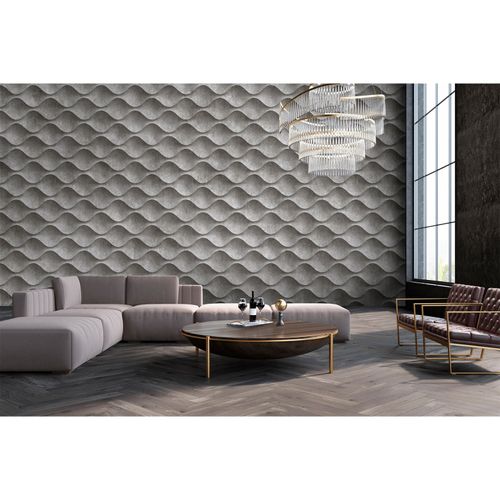 Picture Photo Wallpaper Non-Woven 3D Concrete Tiles grey black