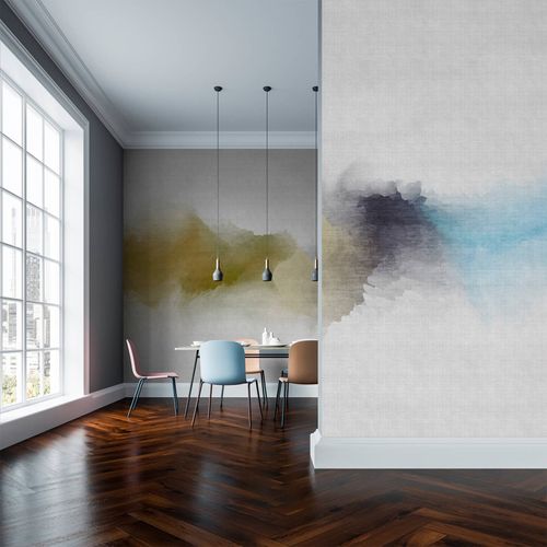 Picture Photo Wallpaper Non-Woven Watercolour grey green blue