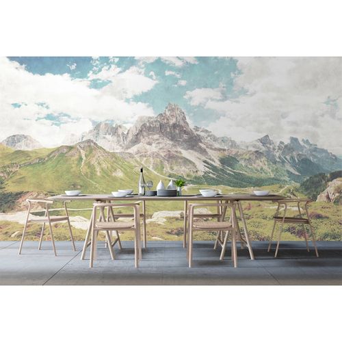 Picture Photo Wallpaper Non-Woven Mountains Landscape grey blue