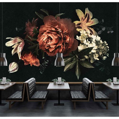 Picture Photo Wallpaper Non-Woven Rose Flower red black