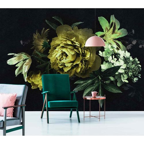 Picture Photo Wallpaper Non-Woven Rose Flower yellow black