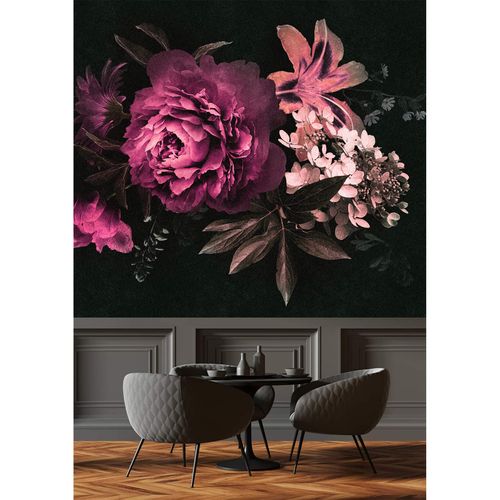 Image Photo Wallpaper Non-Woven Rose Flower pink black