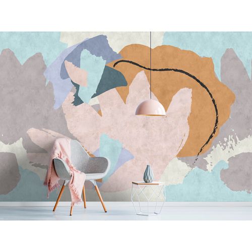 Picture Photo Wallpaper Non-Woven Art Abstract blue cream
