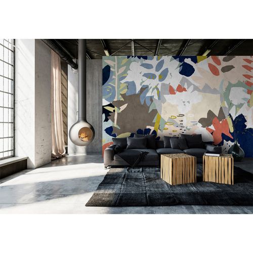 Picture Photo Wallpaper Non-Woven Art Floral blue green brown
