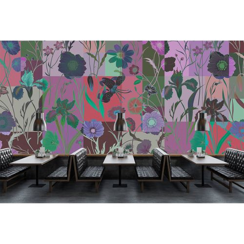 Picture Photo Wallpaper Non-Woven Flowers green red violet