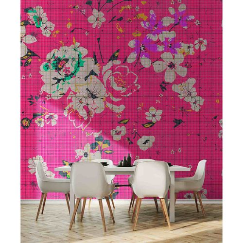 Image Photo Wallpaper Non-Woven Pop-Art Flowers Tiles green