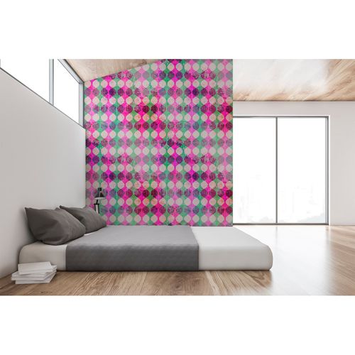 Image Photo Wallpaper Non-Woven Garland Retro pink green