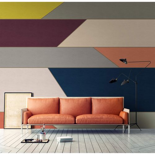 Picture Photo Wallpaper Non-Woven Geometry Retro blue yellow