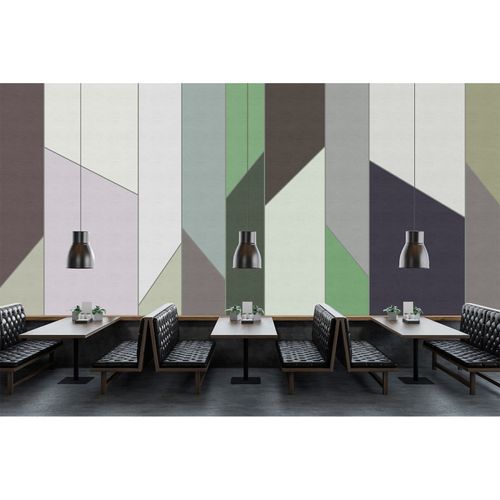 Picture Photo Wallpaper Non-Woven Geometry Retro green grey