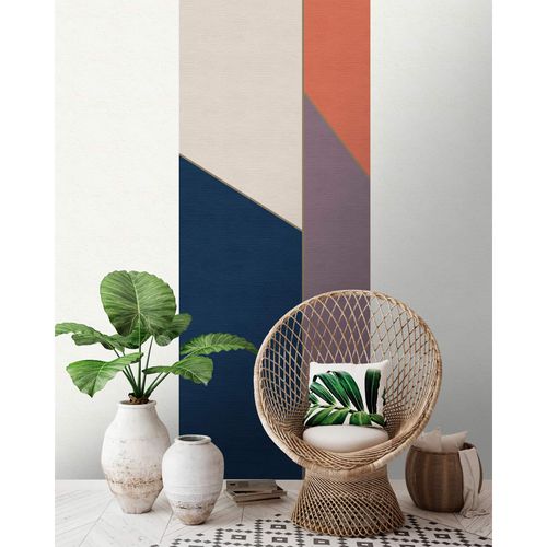 Picture Photo Wallpaper Panel Non-Woven Geometry Retro blue