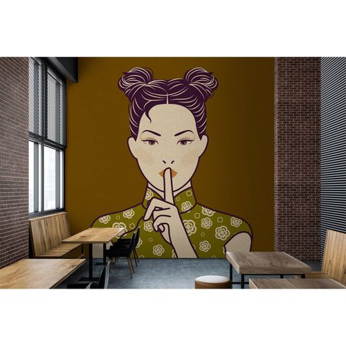 Image Photo Wallpaper Non-Woven Pop Art Japan beige yellow