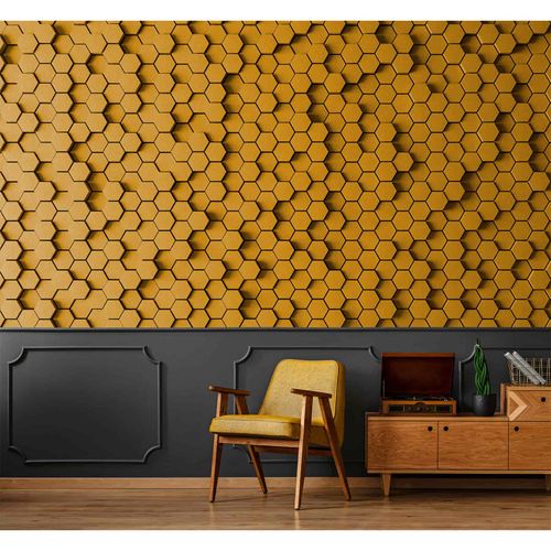 Picture Photo Wallpaper Non-Woven Combs 3D Graphic yellow black
