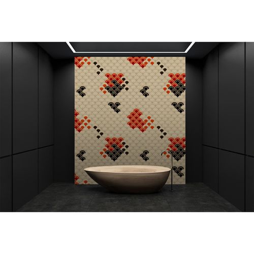 Image Photo Wallpaper Non-Woven Koi Fish Scales red beige