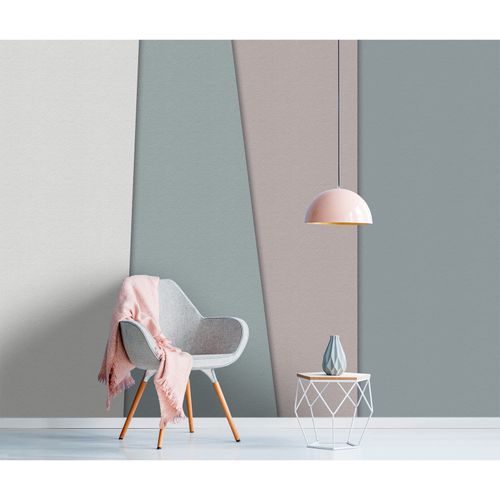 Picture Photo Wallpaper Non-Woven Geometry Retro blue cream
