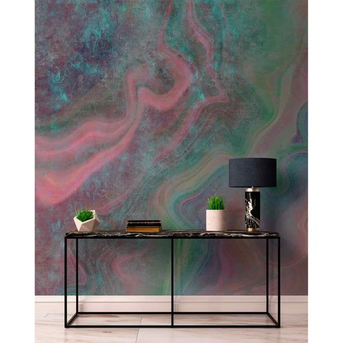 Picture Photo Wallpaper Non-Woven Mable Watercolour blue green