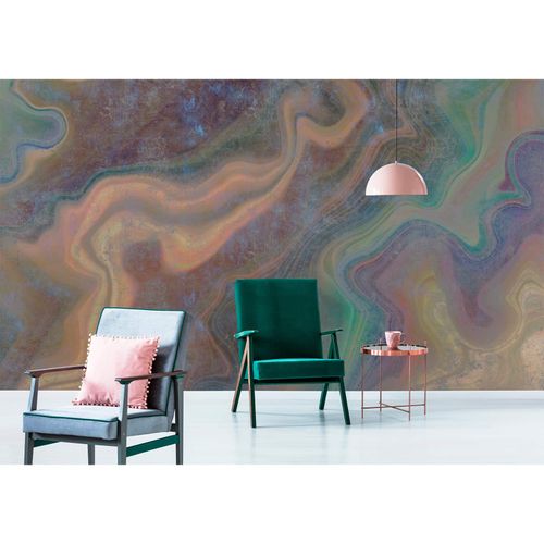 Image Photo Wallpaper Non-Woven Mable Watercolour green blue red