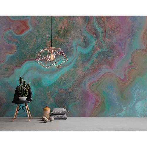 Picture Photo Wallpaper Non-Woven Mable Watercolour blue red
