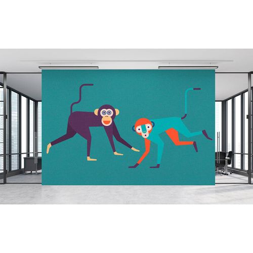 Image Photo Wallpaper Non-Woven Pop-Art Monkeys beige orange