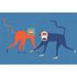 Picture Photo Wallpaper Non-Woven Pop-Art Monkeys beige blue 2