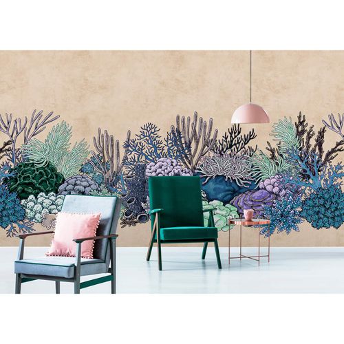 Picture Photo Wallpaper Non-Woven Corals Sea beige purple