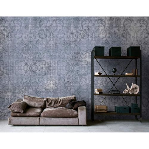Image Photo Wallpaper Non-Woven Barock Vintage blue grey