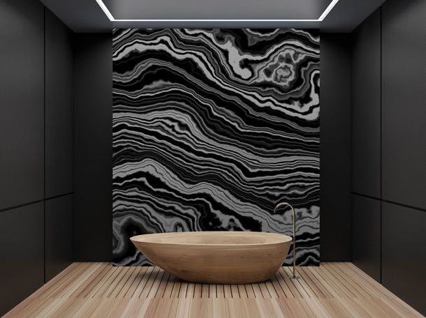 Photo Wallpaper Non-Woven Onyx Marble black white