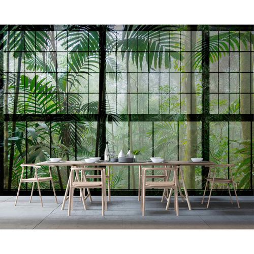 Picture Photo Wallpaper Non-Woven Window Jungle green