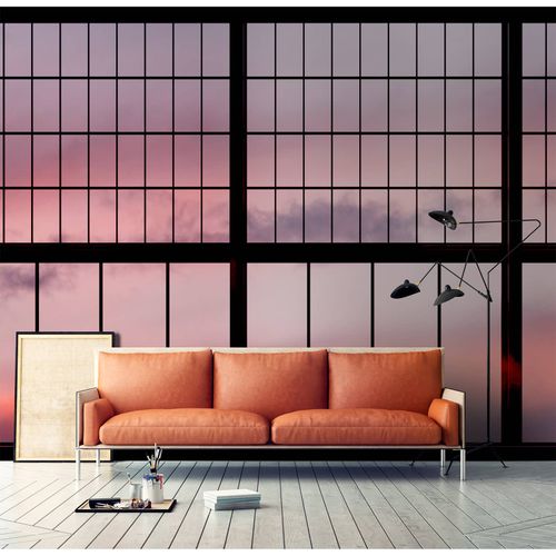 Picture Photo Wallpaper Non-Woven Window Heaven Clouds pink
