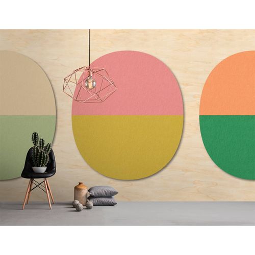 Image Photo Wallpaper Non-Woven Graphic Oval Wood beige pink