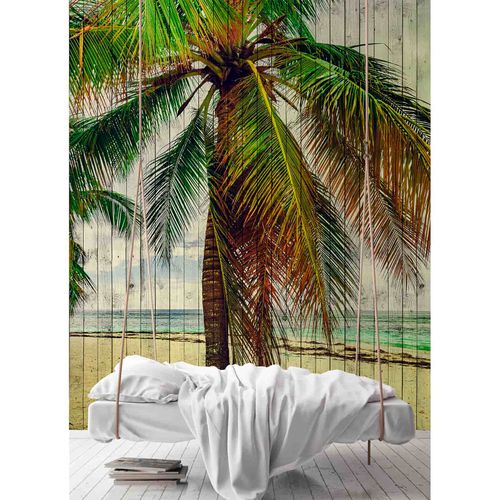 Image Photo Wallpaper Non-Woven Vintage Palm blue brown