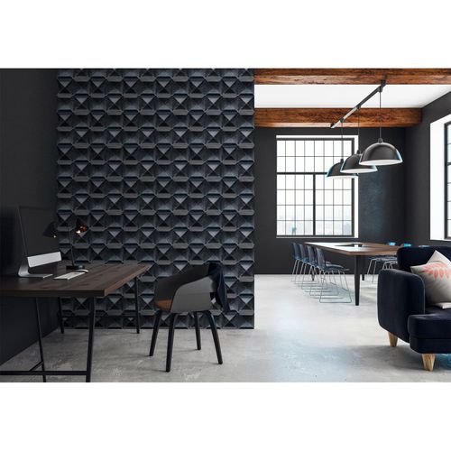 Image Photo Wallpaper Non-Woven Graphic 3D Cubes blue